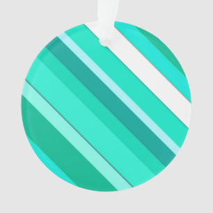 Layered candy stripes - turquoise and white ornament