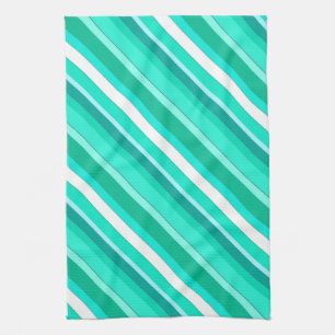 Layered candy stripes - turquoise and white tea towel