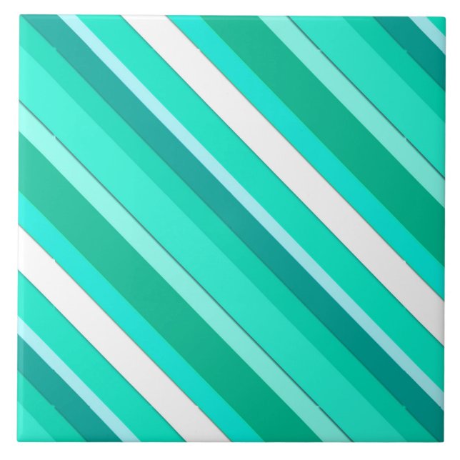 Layered candy stripes - turquoise and white tile (Front)