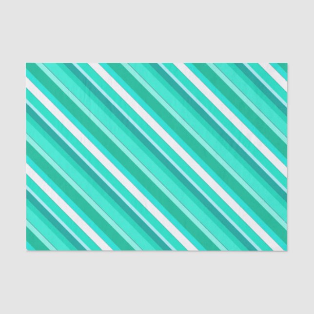 Layered candy stripes - turquoise and white tissue paper (Front)