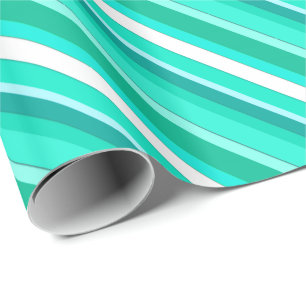 Layered candy stripes - turquoise and white wrapping paper