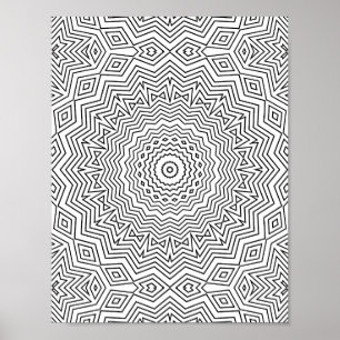 Layered Chevron Wave Mandala with Diamond Accents Poster