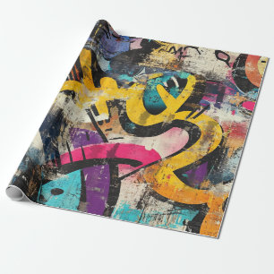 Layered City Wall Abstract with Bold Colour Palett Wrapping Paper