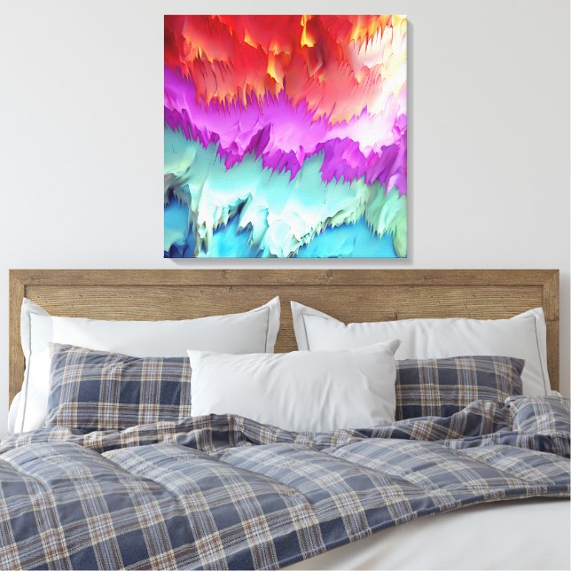 “Layered Dreamscape” Colourful Abstract Art  Canvas Print (Insitu(Bedroom))
