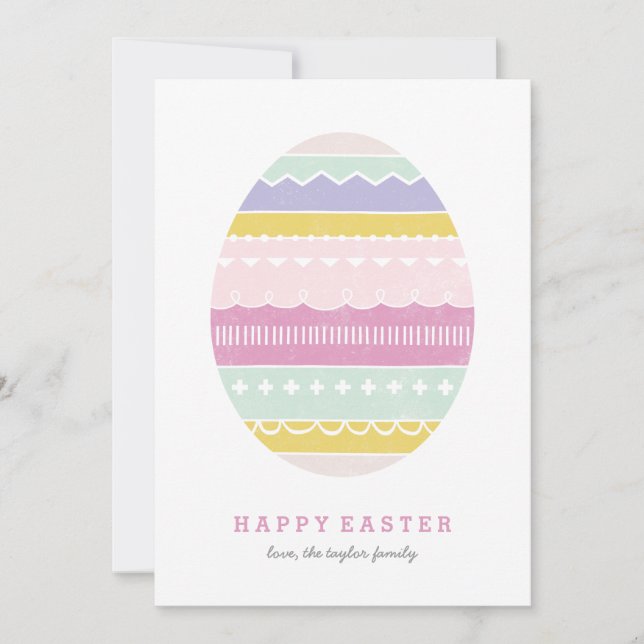 Layered Egg Non-Photo Easter Card - Mauve (Front)