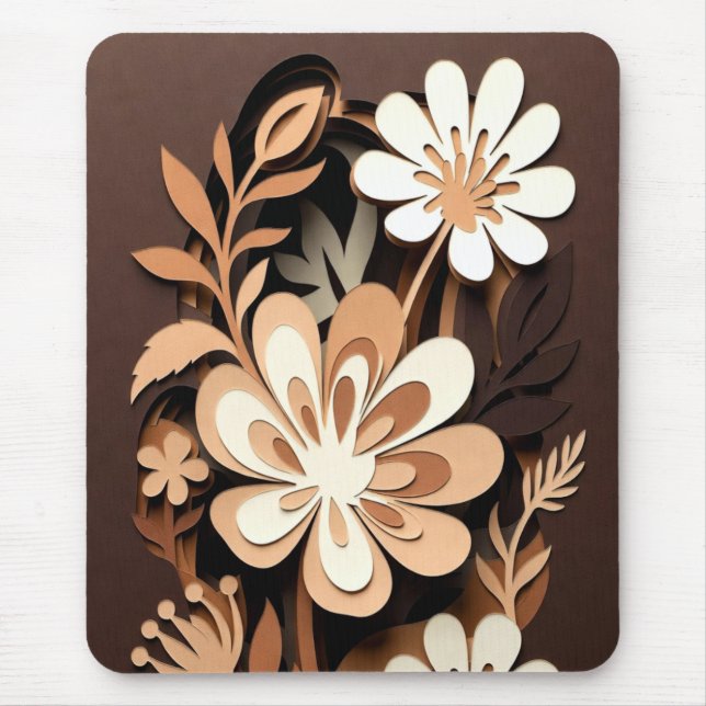 Layered Floral Paper-Cut Harmony Mouse Mat (Front)