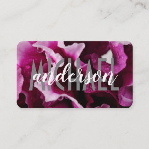 Layered Fonts Simple Floral Pink Business Card