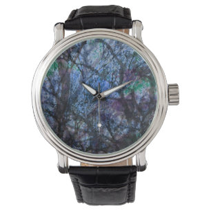 Layered Forest Blue and Black Abstract Watch