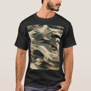 Layered forms in camouflage colours T-Shirt