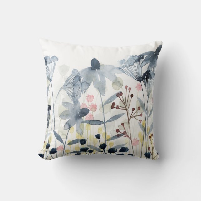 Layered Gardens - Watercolor Flowers Cushion (Front)
