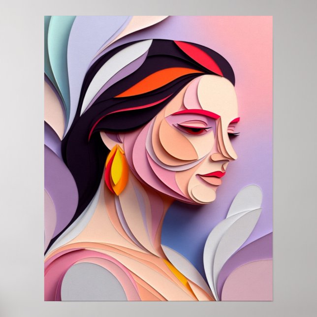 Layered Grace Abstract Feminine Portrait Poster (Front)
