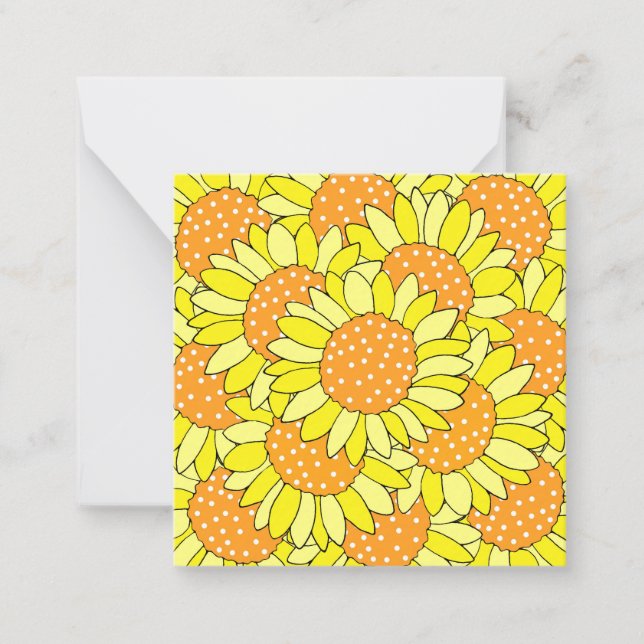 Layered Hand Drawn Yellow Orange Sunflowers Card (Front)