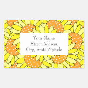 Layered Hand Drawn Yellow Orange Sunflowers Labels