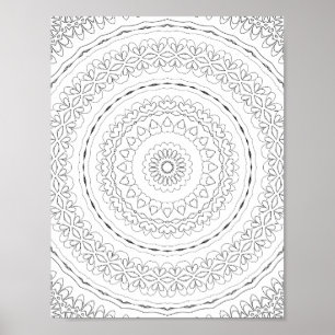 Layered Heart Rings Colouring Page Pattern Design Poster