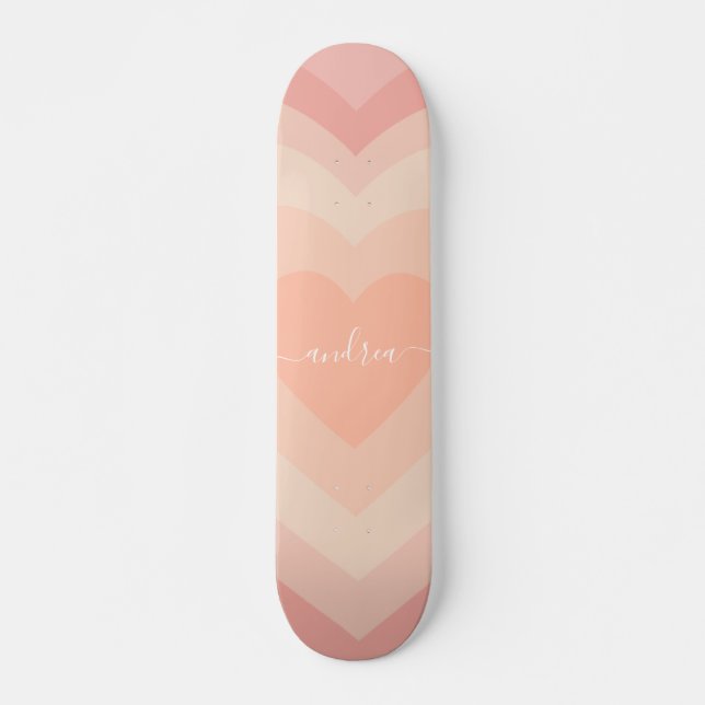 Layered Heart Romantic Valentine's Day & Girl Name Skateboard (Front)