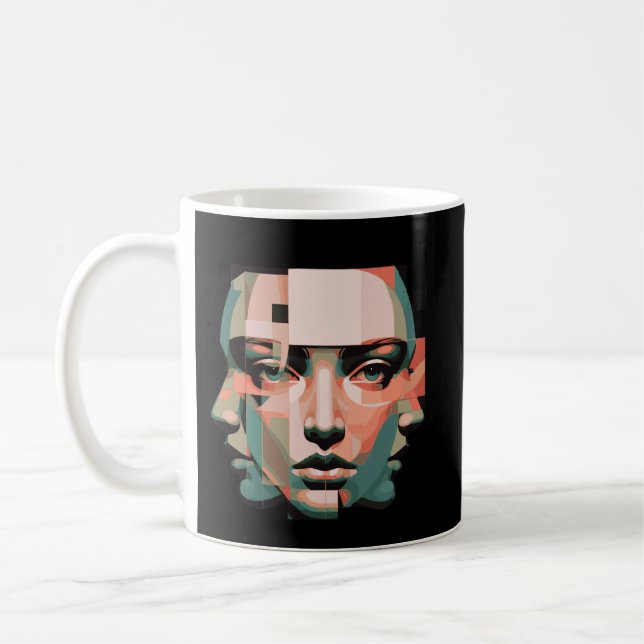 Layered Human Identity Art-Observer Self Abstract Coffee Mug (Left)