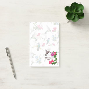 Layered Hummingbird Pink Garden Lrg Post-it Notes