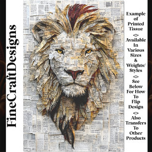 Layered Illegible Paper Lion Collage AS4 Decoupage