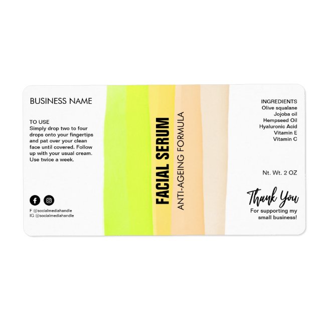 Layered Ink Neon Dropper Bottle Serum Labels (Front)