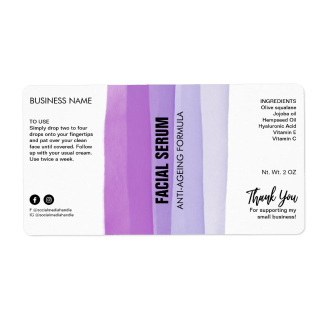 Layered Ink Purple Dropper Bottle Serum Labels (Front)
