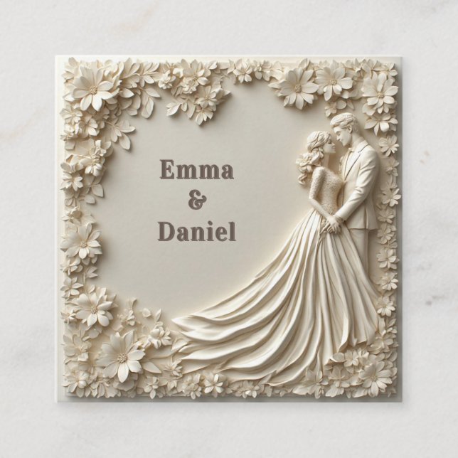 🤍 Layered Ivory Floral Wedding Frame Theme 🤍 Enclosure Card (Front)