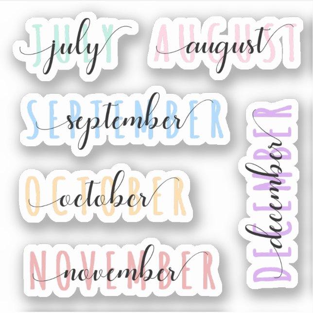 Layered Month Name Headers 2nd Half (July to Dec) (Front)