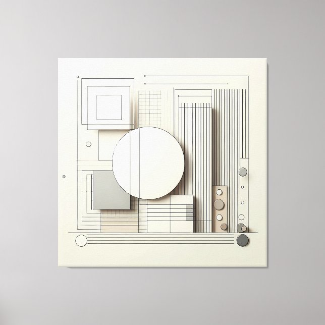 Layered Neutral Circle Grid Canvas Print (Front)