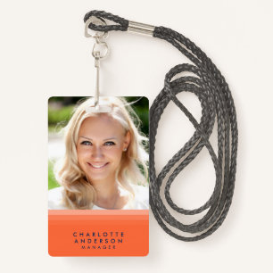 Layered Orange and Blue Photo ID Badge