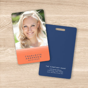 Layered Orange and Blue Photo ID Badge