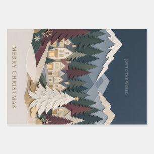 Layered Paper Cut Christmas, Snowy Alpine Village
