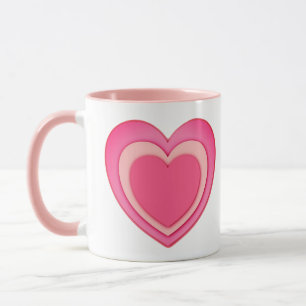 Layered Paper Hearts Coral Pink and Peach Mug