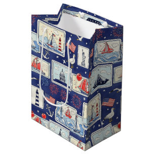Layered Patriotic Paper Cut Tile Pattern (1) Medium Gift Bag