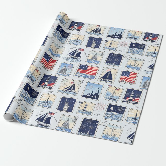 Layered Patriotic Paper Cut Tile Pattern (2) (Unrolled)