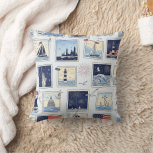 Layered Patriotic Paper Cut Tile Pattern (3) Cushion