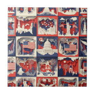 Layered Patriotic Paper Cut Tile Pattern (4)