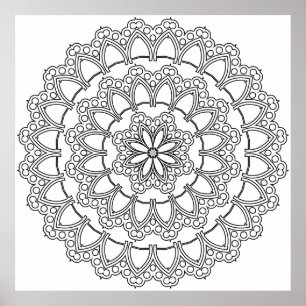 Layered Petal and Beaded Ring Mandala Design Art Poster