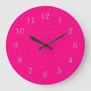 Layered Petals Round Wall Clock-PINK Large Clock