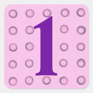 Layered Pink and Purple Polka Dots Age 1 Stickers