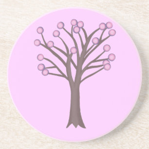 Layered Pink  Purple Polka Dots Tree Pink Coasters