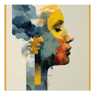 Layered Profile Mosaic Mindscape Glow Photo Print