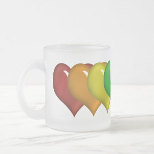 Layered Rainbow Coloured Hearts Mugs