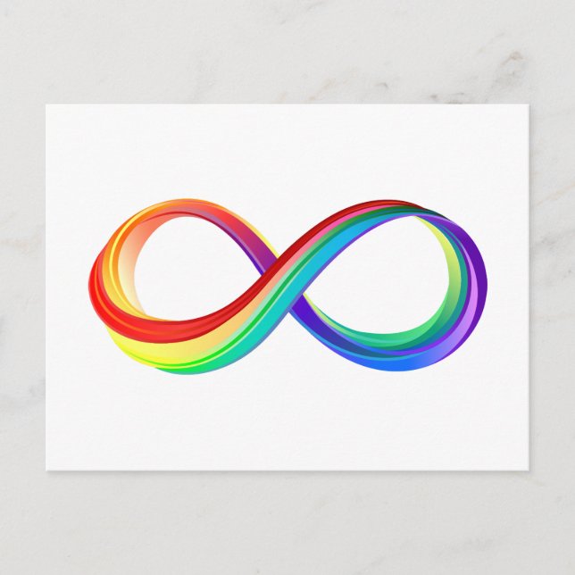 Layered Rainbow Infinity Symbol Announcement Postcard (Front)