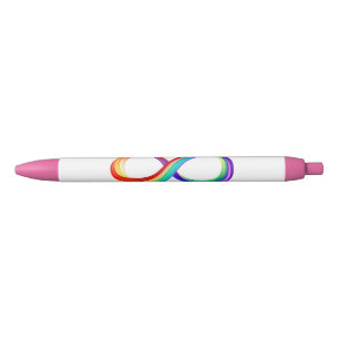 Layered Rainbow Infinity Symbol Black Ink Pen