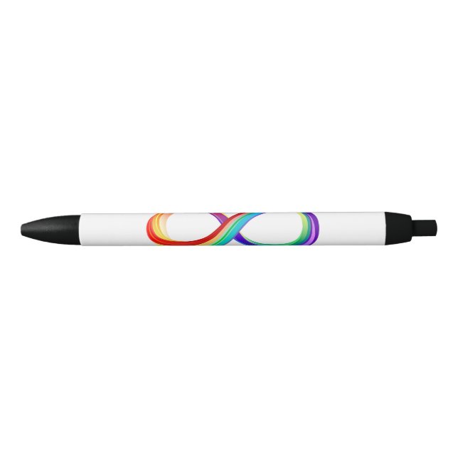 Layered Rainbow Infinity Symbol Black Ink Pen (Front)