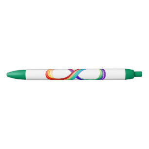 Layered Rainbow Infinity Symbol Black Ink Pen