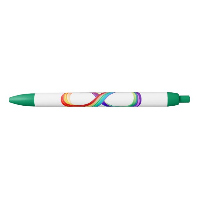 Layered Rainbow Infinity Symbol Black Ink Pen (Front)