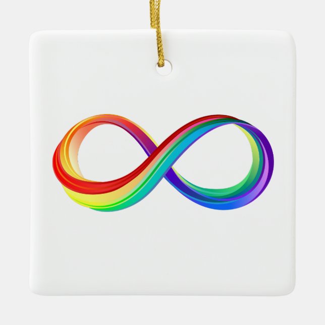 Layered Rainbow Infinity Symbol Ceramic Ornament (Front)