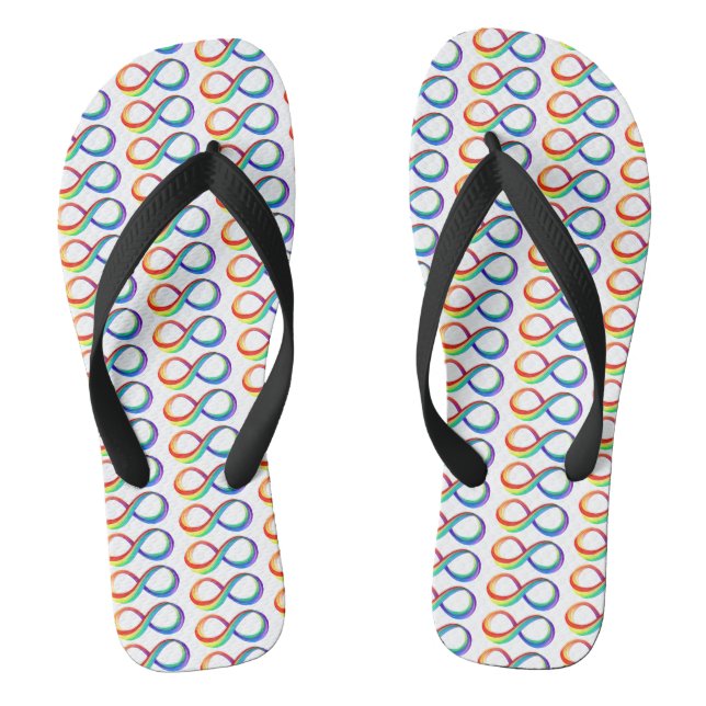Layered Rainbow Infinity Symbol Flip Flops (Footbed)