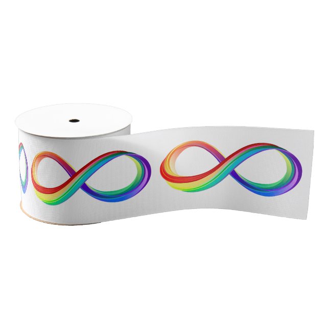 Layered Rainbow Infinity Symbol Grosgrain Ribbon (Spool)