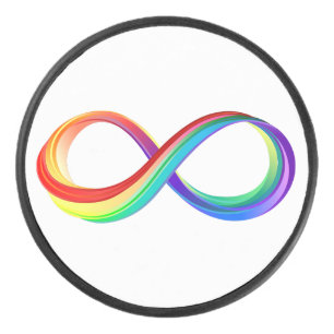 Layered Rainbow Infinity Symbol Hockey Puck
